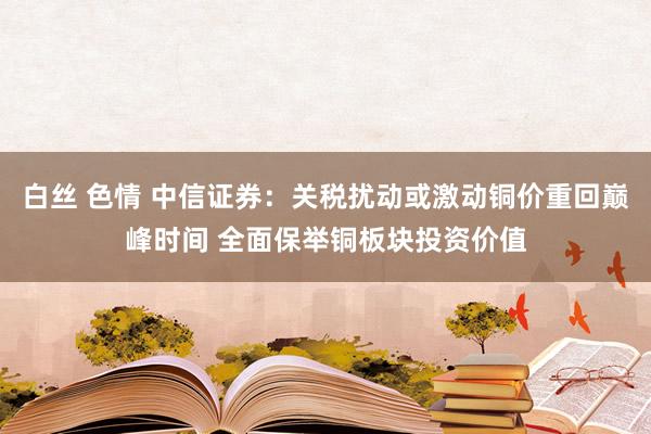 白丝 色情 中信证券：关税扰动或激动铜价重回巅峰时间 全面保举铜板块投资价值