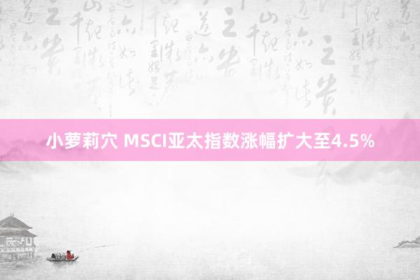 小萝莉穴 MSCI亚太指数涨幅扩大至4.5%